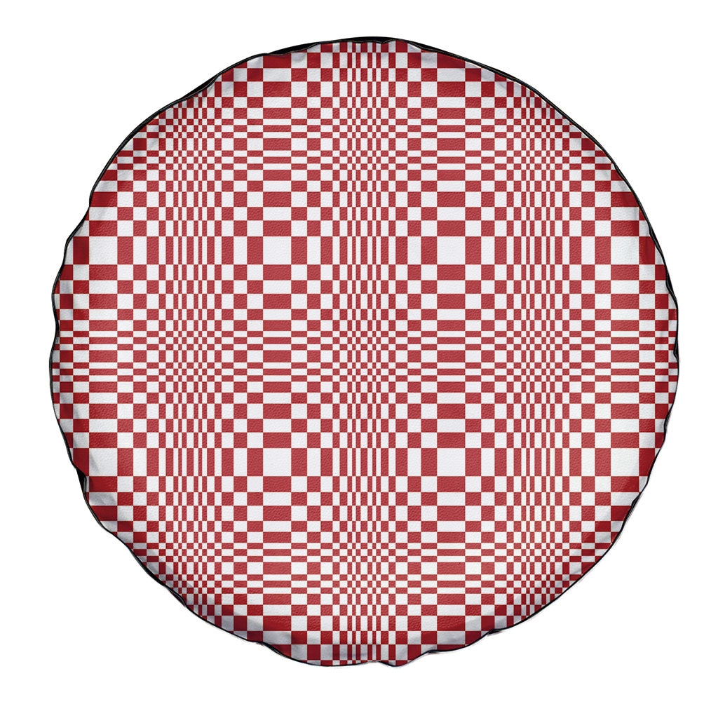 Red White Filipino Binakol Motifs Spare Tire Cover Mabuhay Philippines Festival Kusikus Pattern LT14 - Polynesian Pride