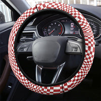 Red White Filipino Binakol Motifs Steering Wheel Cover Mabuhay Philippines Festival Kusikus Pattern LT14 - Polynesian Pride