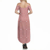 Red White Filipino Binakol Motifs Summer Maxi Dress Mabuhay Philippines Festival Kusikus Pattern LT14 - Polynesian Pride