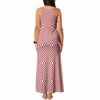 Red White Filipino Binakol Motifs Tank Maxi Dress Mabuhay Philippines Festival Kusikus Pattern LT14 - Polynesian Pride