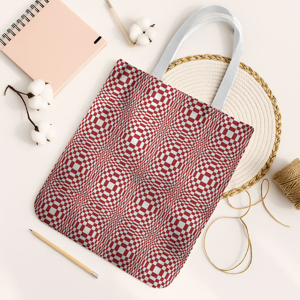 Red White Filipino Binakol Motifs Tote Bag Mabuhay Philippines Festival Kusikus Pattern LT14 White Strap One Size Red - Polynesian Pride