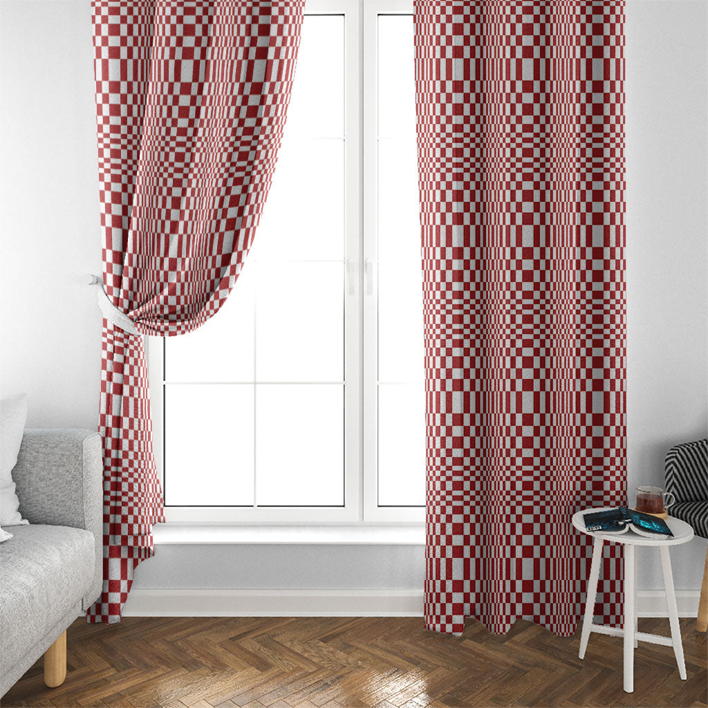 Red White Filipino Binakol Motifs Window Curtain Mabuhay Philippines Festival Kusikus Pattern LT14 - Polynesian Pride