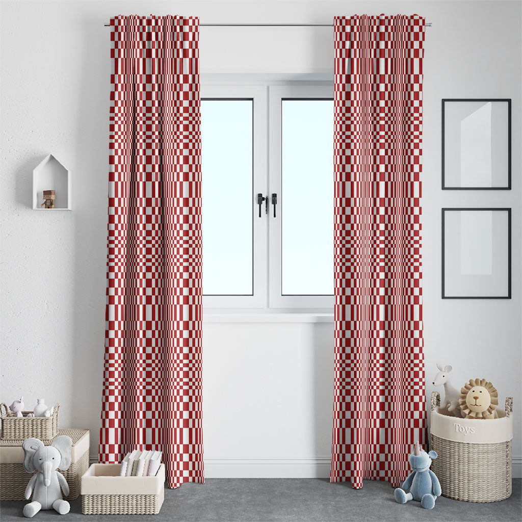 Red White Filipino Binakol Motifs Window Curtain Mabuhay Philippines Festival Kusikus Pattern LT14 - Polynesian Pride