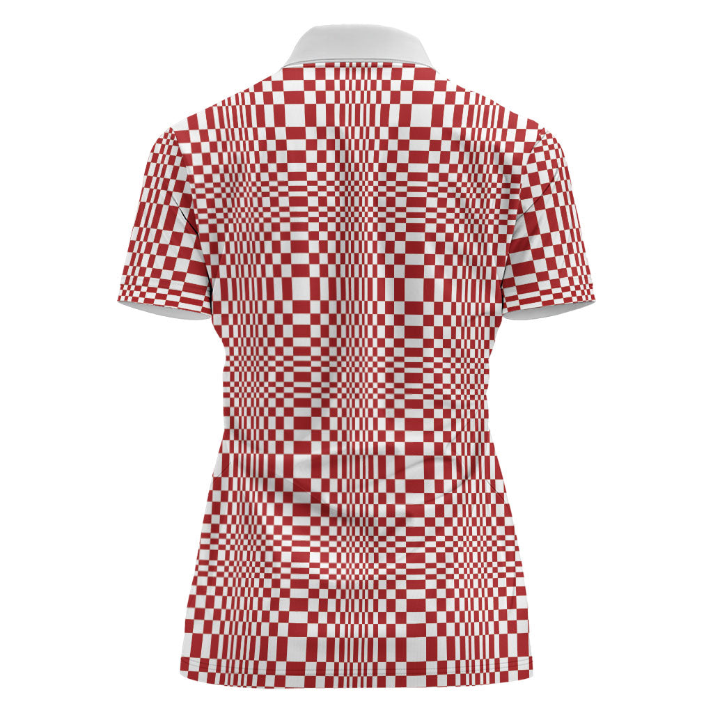 Red White Filipino Binakol Motifs Women Polo Shirt Mabuhay Philippines Festival Kusikus Pattern LT14 - Polynesian Pride
