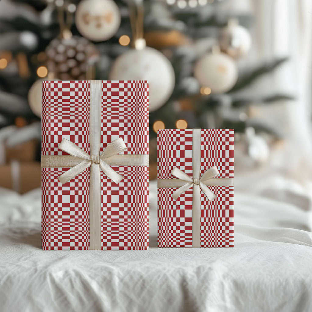Red White Filipino Binakol Motifs Wrapping Paper Mabuhay Philippines Festival Kusikus Pattern LT14 - Polynesian Pride