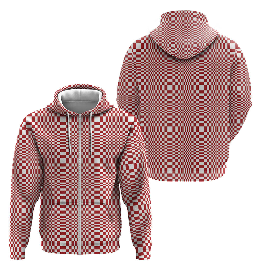 Red White Filipino Binakol Motifs Zip Hoodie Mabuhay Philippines Festival Kusikus Pattern LT14 - Polynesian Pride