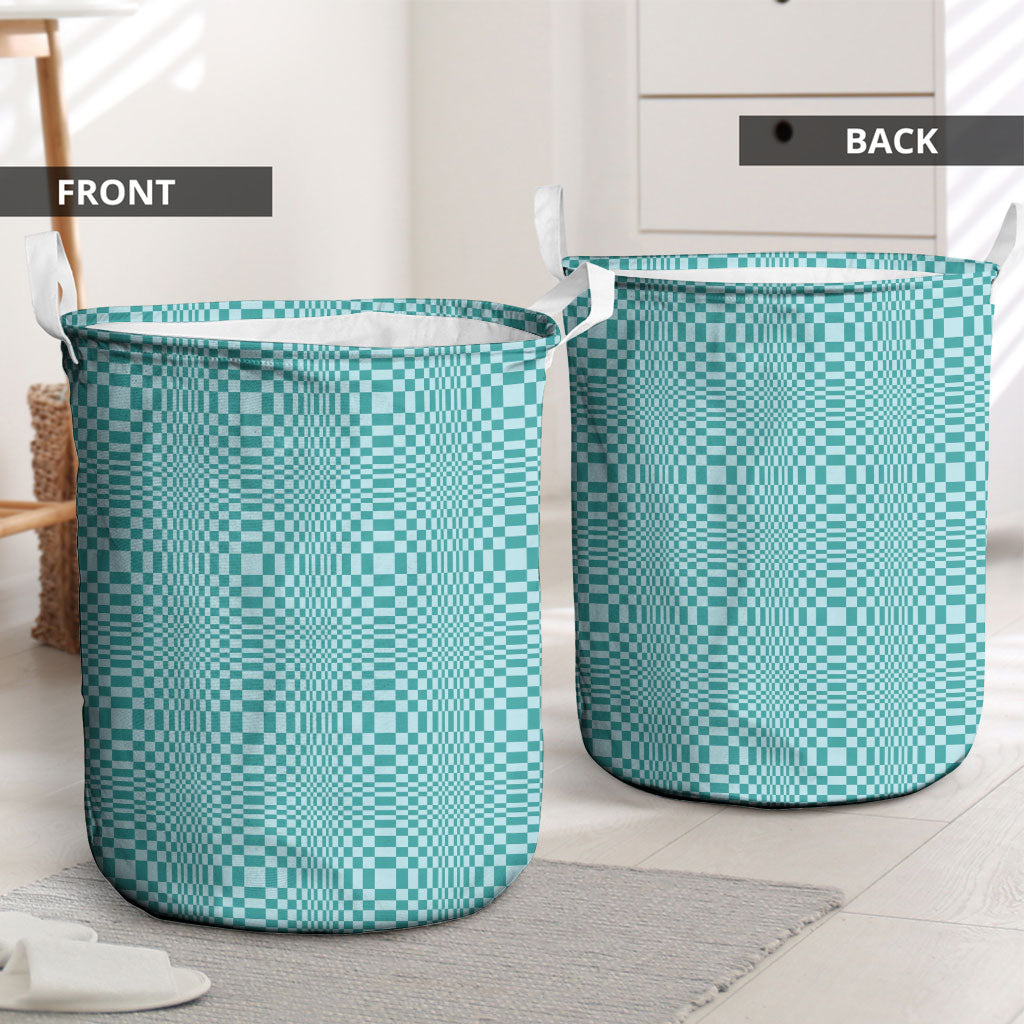 Cyan Filipino Binakol Motifs Laundry Basket Mabuhay Philippines Festival Kusikus Pattern LT14 - Polynesian Pride