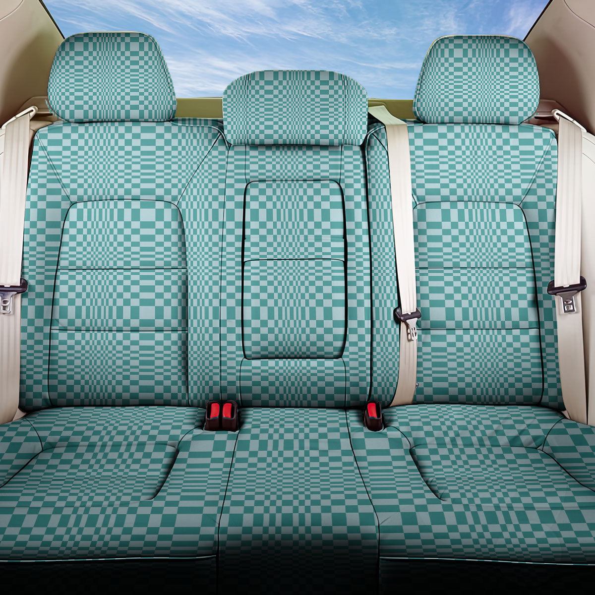 Cyan Filipino Binakol Motifs Back Car Seat Cover Mabuhay Philippines Festival Kusikus Pattern