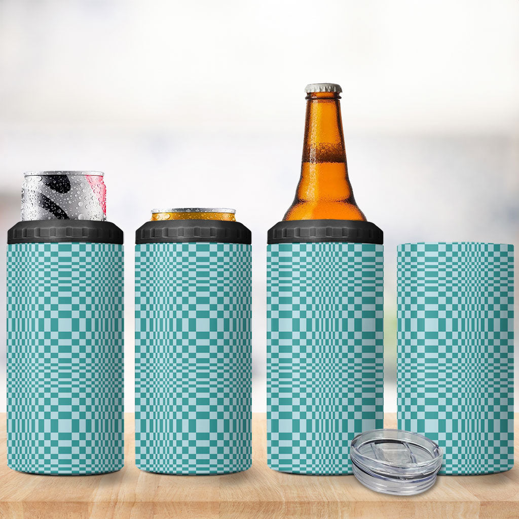 Cyan Filipino Binakol Motifs 4 in 1 Can Cooler Tumbler Mabuhay Philippines Festival Kusikus Pattern LT14 - Polynesian Pride