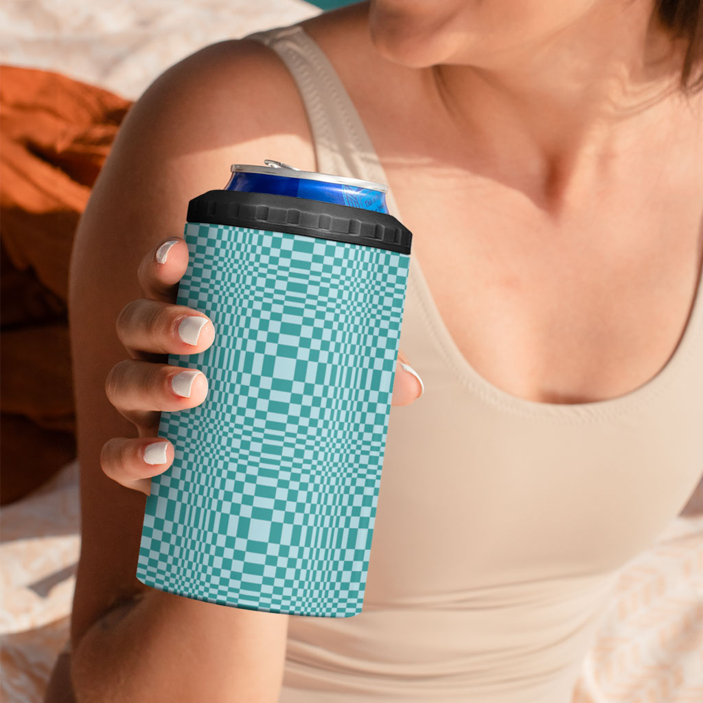 Cyan Filipino Binakol Motifs 4 in 1 Can Cooler Tumbler Mabuhay Philippines Festival Kusikus Pattern LT14 - Polynesian Pride
