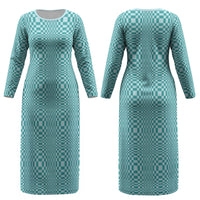Cyan Filipino Binakol Motifs Couples Matching Long Sleeve Bodycon Dress and Hawaiian Shirt Mabuhay Philippines Festival Kusikus Pattern LT14 - Polynesian Pride
