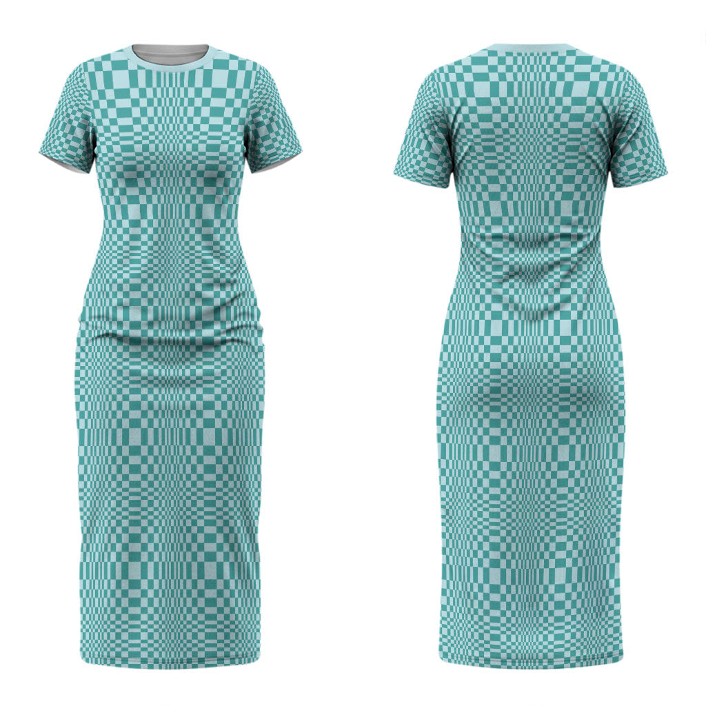 Cyan Filipino Binakol Motifs Couples Matching Short Sleeve Bodycon Dress and Long Sleeve Button Shirt Mabuhay Philippines Festival Kusikus Pattern LT14 - Polynesian Pride