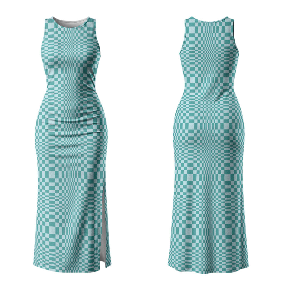 Cyan Filipino Binakol Motifs Couples Matching Tank Maxi Dress and Hawaiian Shirt Mabuhay Philippines Festival Kusikus Pattern LT14 - Polynesian Pride