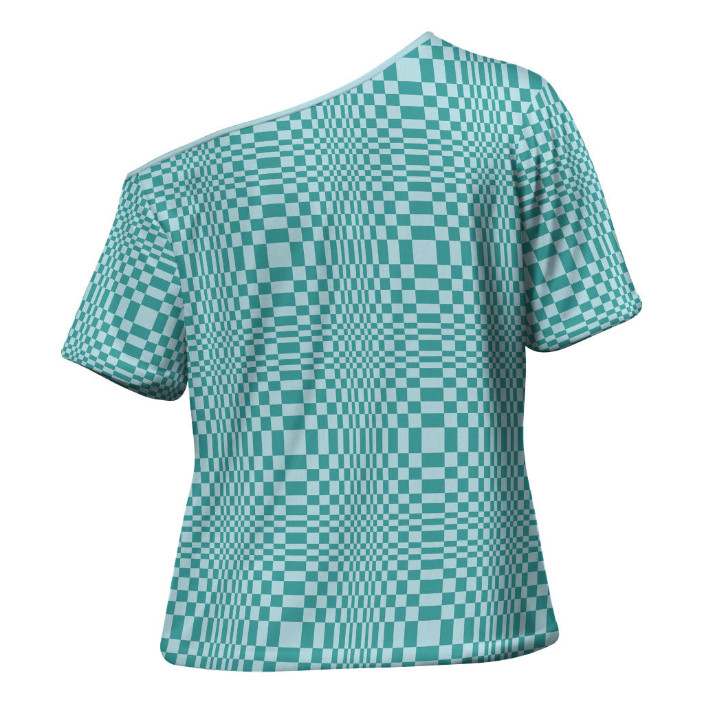 Cyan Filipino Binakol Motifs Cross Shoulder Shirt Mabuhay Philippines Festival Kusikus Pattern LT14 - Polynesian Pride