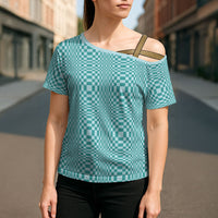 Cyan Filipino Binakol Motifs Cross Shoulder Shirt Mabuhay Philippines Festival Kusikus Pattern LT14 - Polynesian Pride