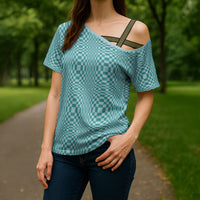 Cyan Filipino Binakol Motifs Cross Shoulder Shirt Mabuhay Philippines Festival Kusikus Pattern LT14 - Polynesian Pride