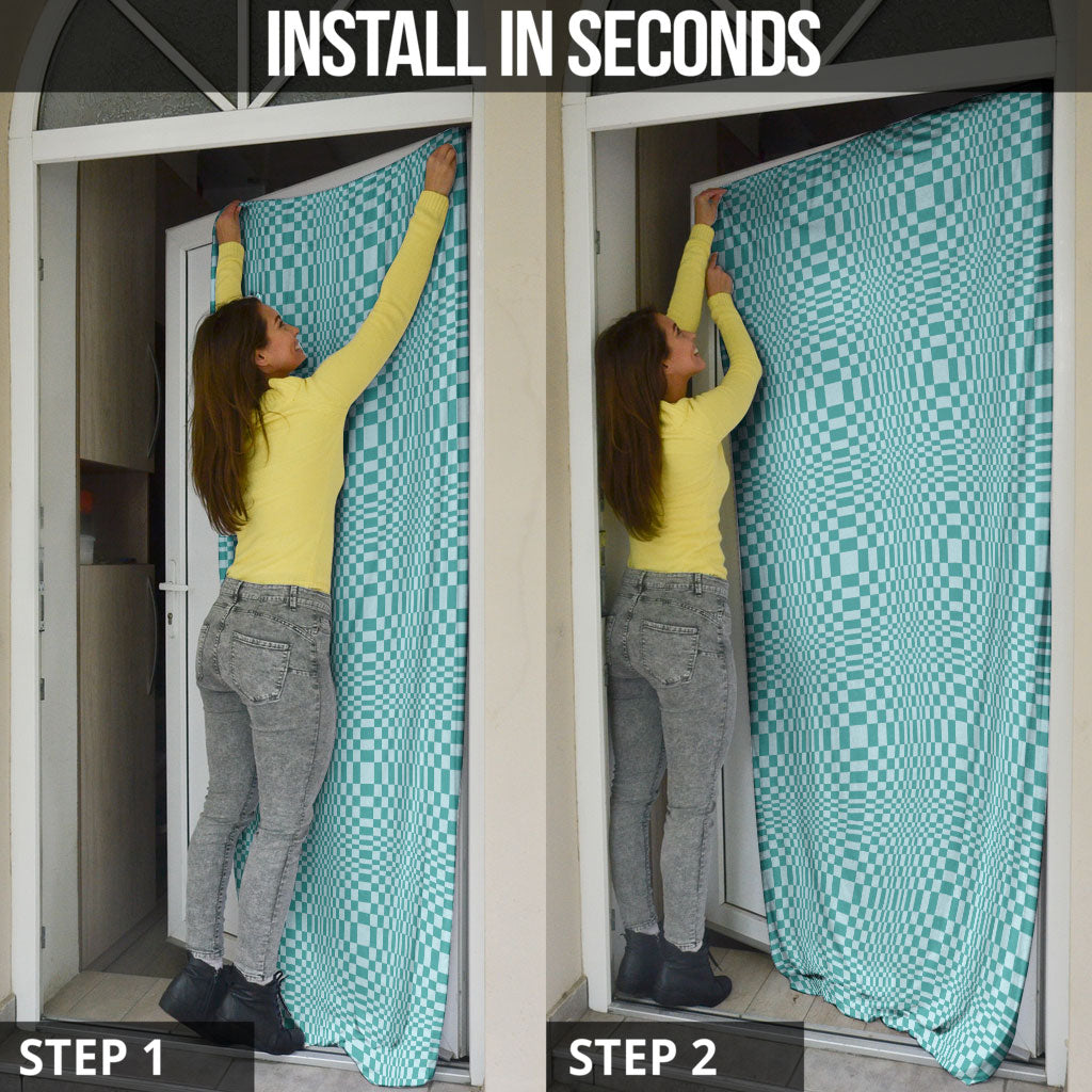 Cyan Filipino Binakol Motifs Door Cover Mabuhay Philippines Festival Kusikus Pattern LT14 - Polynesian Pride