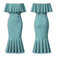 Cyan Filipino Binakol Motifs Family Matching Mermaid Dress and Hawaiian Shirt Mabuhay Philippines Festival Kusikus Pattern LT14 Mom's Dress Cyan - Polynesian Pride