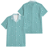Cyan Filipino Binakol Motifs Family Matching Off The Shoulder Long Sleeve Dress and Hawaiian Shirt Mabuhay Philippines Festival Kusikus Pattern LT14 Dad's Shirt - Short Sleeve Cyan - Polynesian Pride
