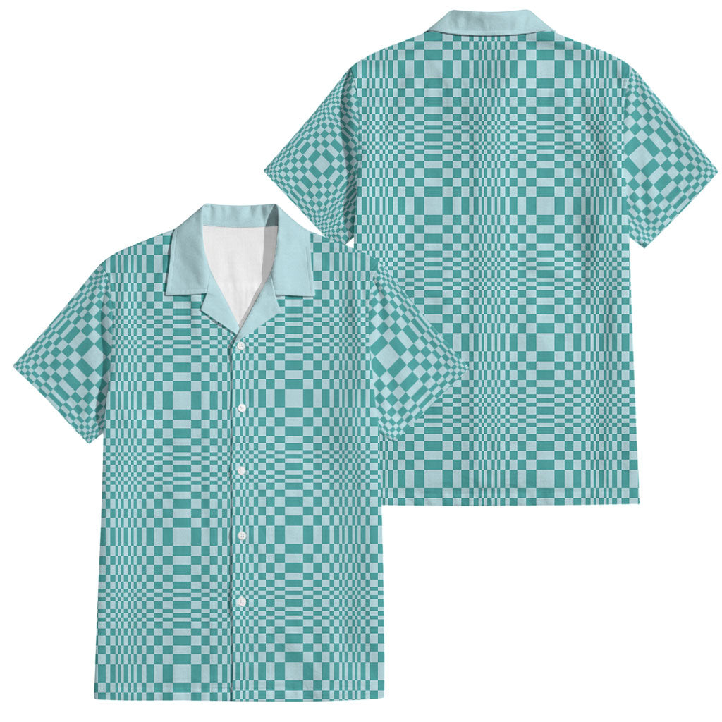 Cyan Filipino Binakol Motifs Family Matching Off Shoulder Short Dress and Hawaiian Shirt Mabuhay Philippines Festival Kusikus Pattern LT14 Dad's Shirt - Short Sleeve Cyan - Polynesian Pride