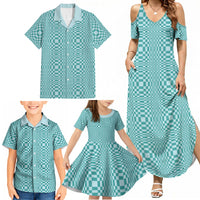 Cyan Filipino Binakol Motifs Family Matching Summer Maxi Dress and Hawaiian Shirt Mabuhay Philippines Festival Kusikus Pattern LT14 - Polynesian Pride