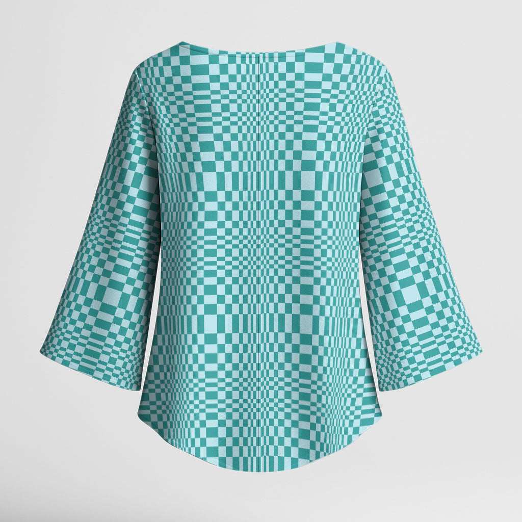 Cyan Filipino Binakol Motifs Kimono Sleeve Blouse Mabuhay Philippines Festival Kusikus Pattern LT14 - Polynesian Pride