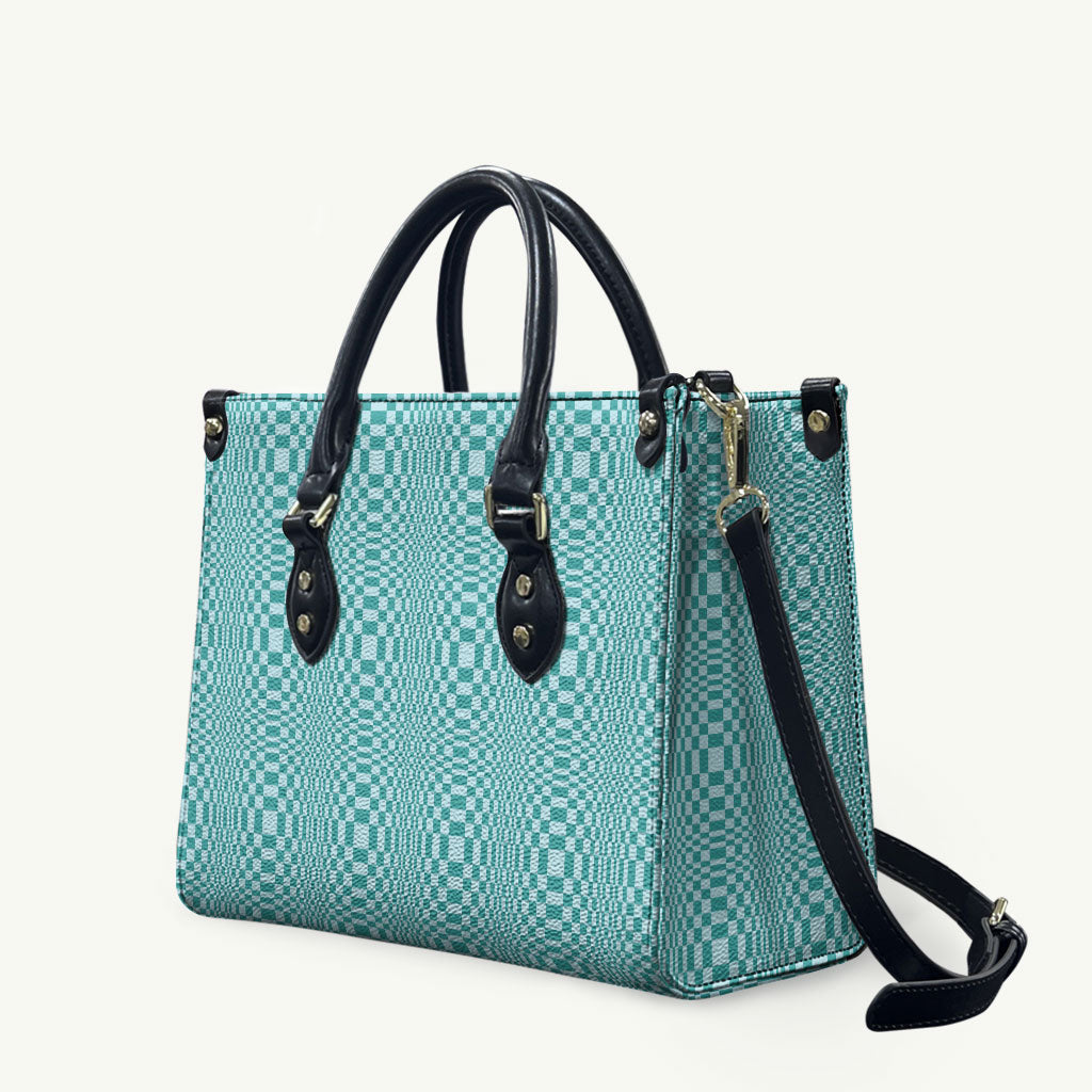 Cyan Filipino Binakol Motifs Leather Bag Mabuhay Philippines Festival Kusikus Pattern LT14 Cyan - Polynesian Pride