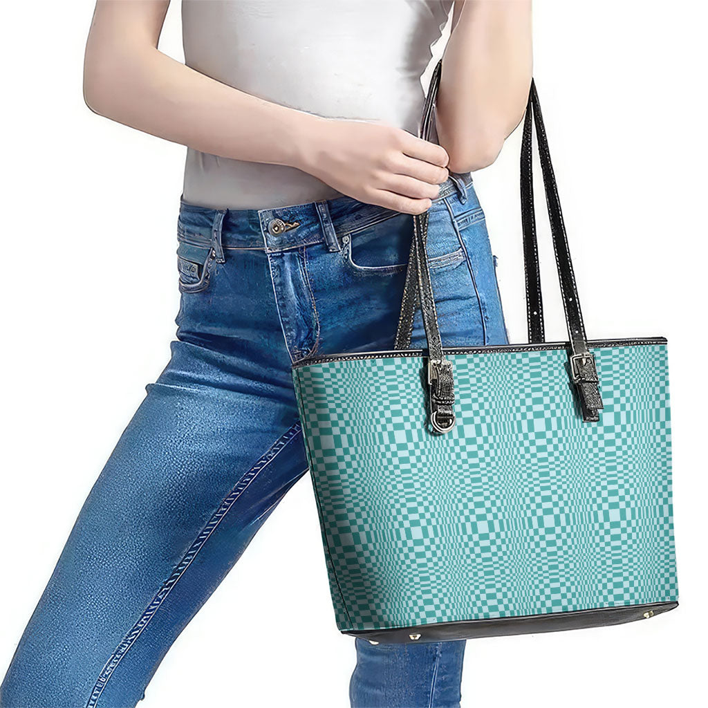 Cyan Filipino Binakol Motifs Leather Tote Bag Mabuhay Philippines Festival Kusikus Pattern LT14 - Polynesian Pride
