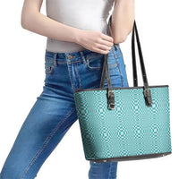 Cyan Filipino Binakol Motifs Leather Tote Bag Mabuhay Philippines Festival Kusikus Pattern LT14 - Polynesian Pride