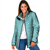 Cyan Filipino Binakol Motifs Padded Jacket Mabuhay Philippines Festival Kusikus Pattern LT14 Women Cyan - Polynesian Pride