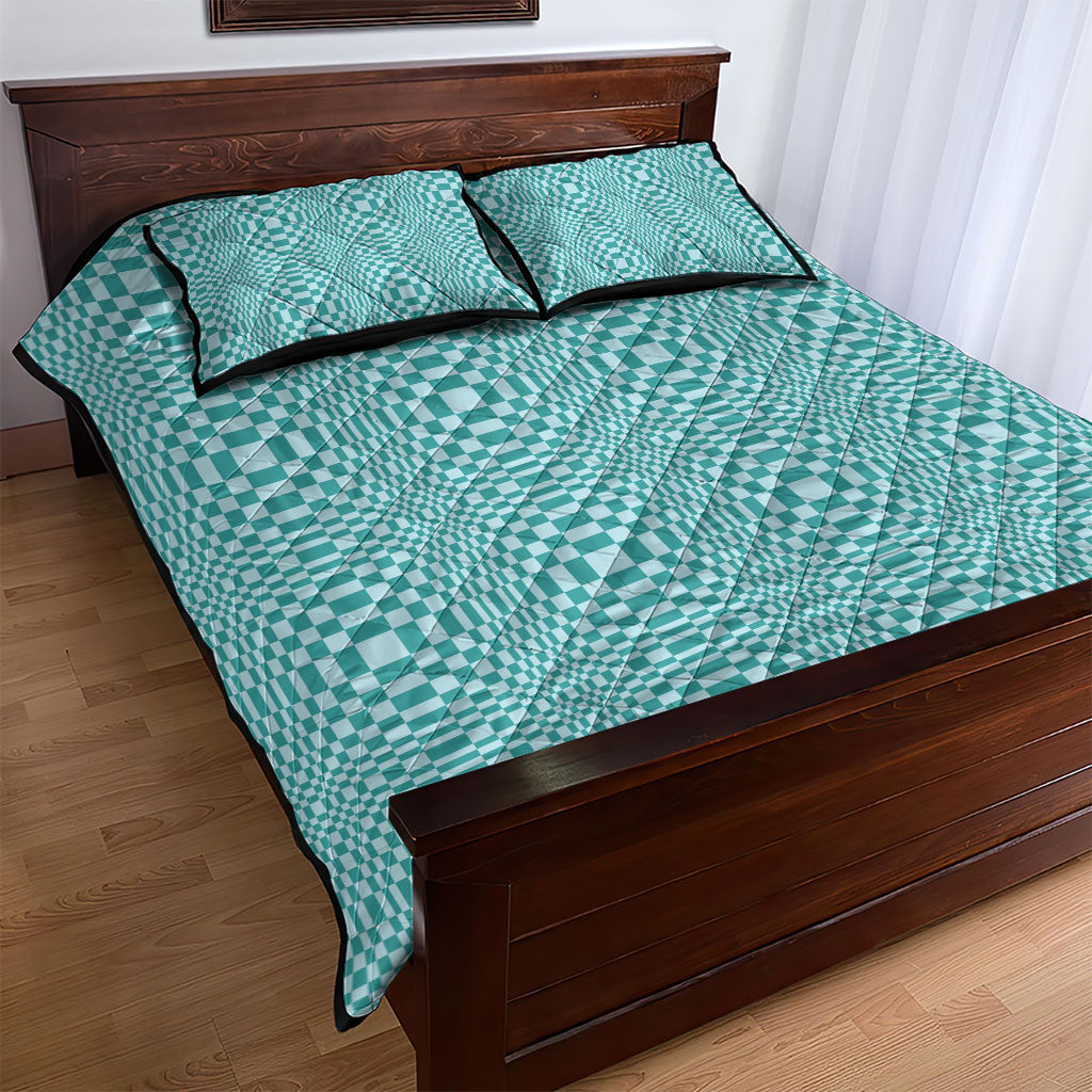 Cyan Filipino Binakol Motifs Quilt Bed Set Mabuhay Philippines Festival Kusikus Pattern LT14 - Polynesian Pride
