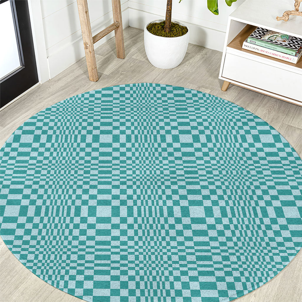 Cyan Filipino Binakol Motifs Round Carpet Mabuhay Philippines Festival Kusikus Pattern LT14 Cyan - Polynesian Pride