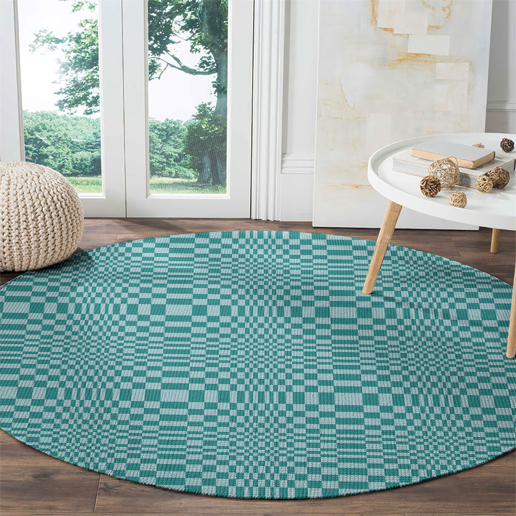 Cyan Filipino Binakol Motifs Round Carpet Mabuhay Philippines Festival Kusikus Pattern LT14 - Polynesian Pride
