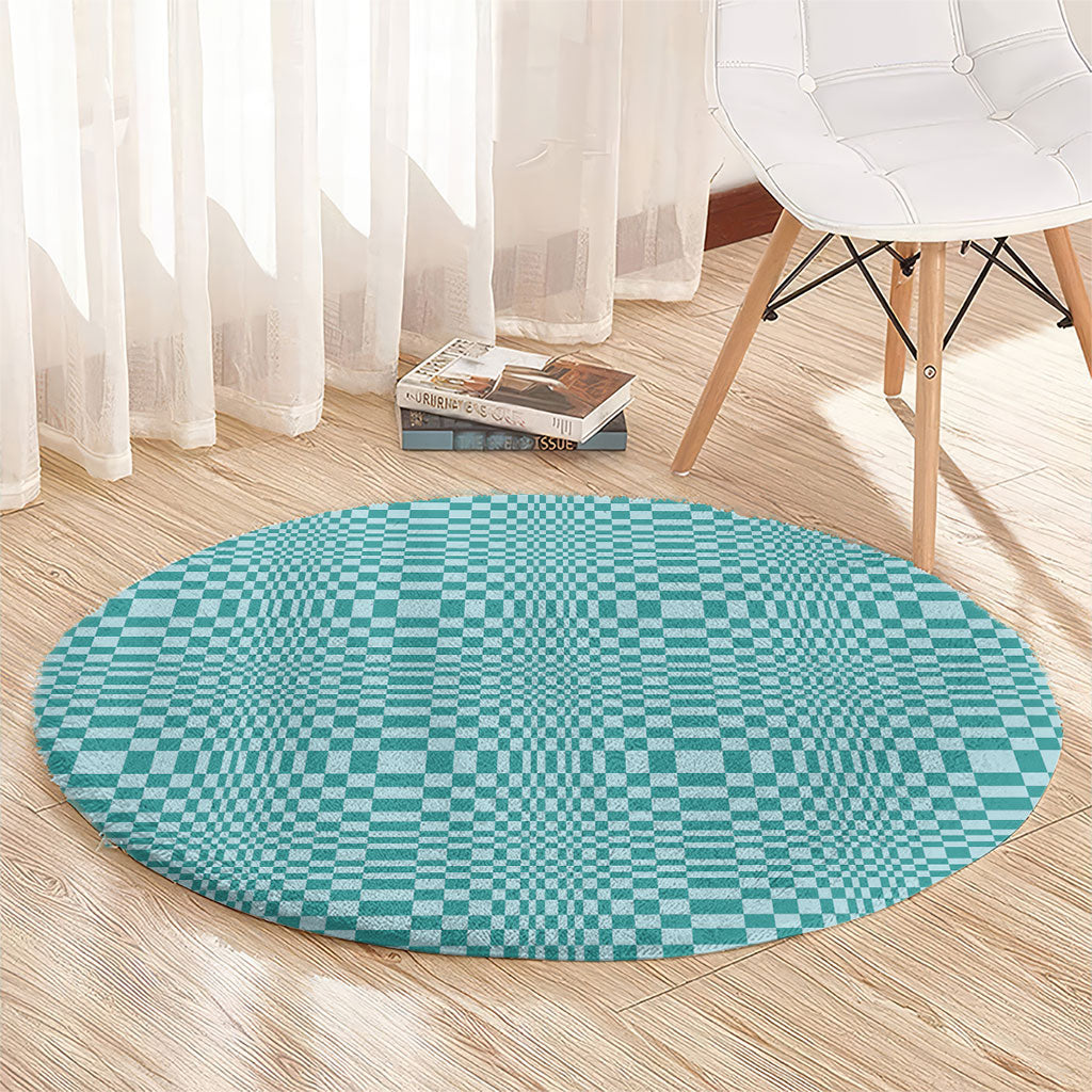 Cyan Filipino Binakol Motifs Round Carpet Mabuhay Philippines Festival Kusikus Pattern LT14 - Polynesian Pride