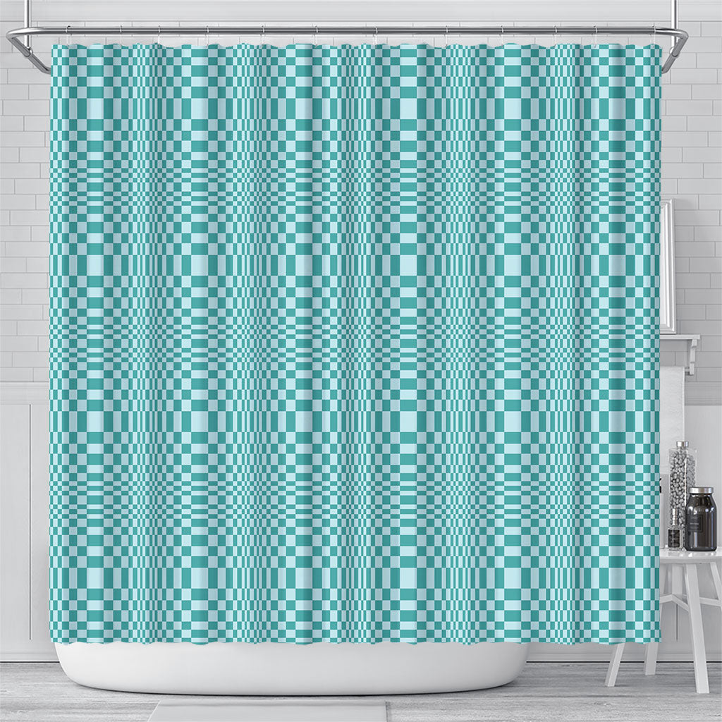 Cyan Filipino Binakol Motifs Shower Curtain Mabuhay Philippines Festival Kusikus Pattern LT14 - Polynesian Pride