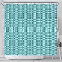 Cyan Filipino Binakol Motifs Shower Curtain Mabuhay Philippines Festival Kusikus Pattern LT14 - Polynesian Pride