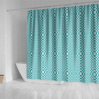 Cyan Filipino Binakol Motifs Shower Curtain Mabuhay Philippines Festival Kusikus Pattern LT14 - Polynesian Pride