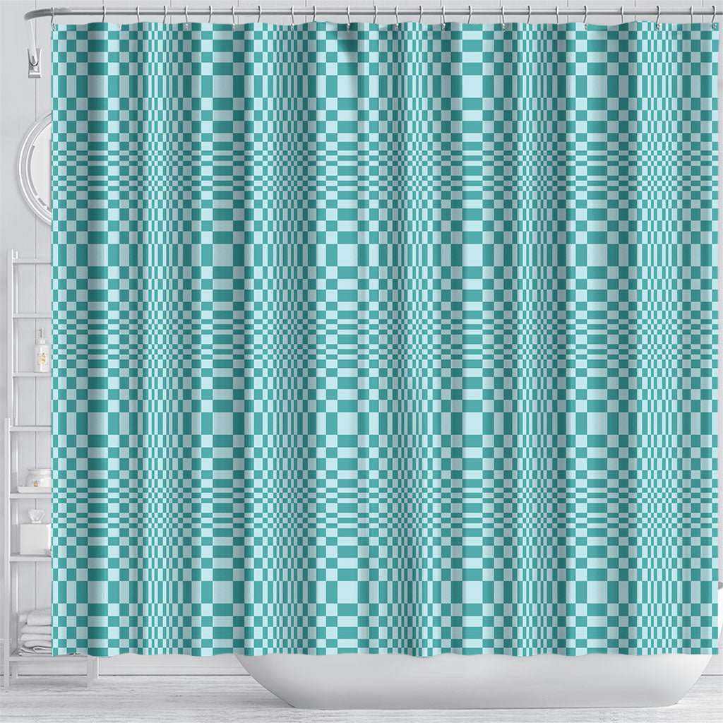 Cyan Filipino Binakol Motifs Shower Curtain Mabuhay Philippines Festival Kusikus Pattern LT14 - Polynesian Pride