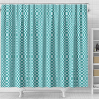 Cyan Filipino Binakol Motifs Shower Curtain Mabuhay Philippines Festival Kusikus Pattern LT14 - Polynesian Pride