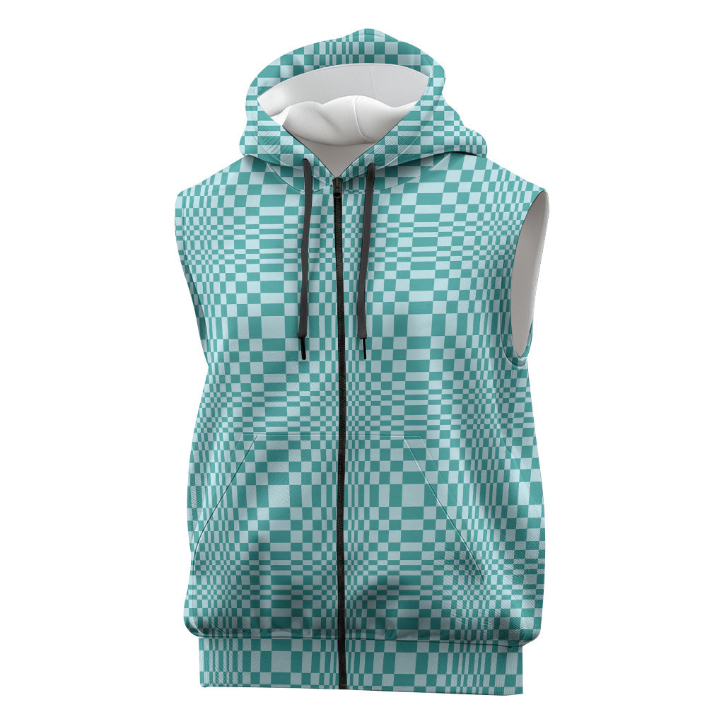 Cyan Filipino Binakol Motifs Sleeveless Zip Hoodie Mabuhay Philippines Festival Kusikus Pattern LT14 Cyan - Polynesian Pride