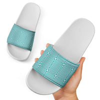 Cyan Filipino Binakol Motifs Slide Sandals Mabuhay Philippines Festival Kusikus Pattern LT14 - Polynesian Pride