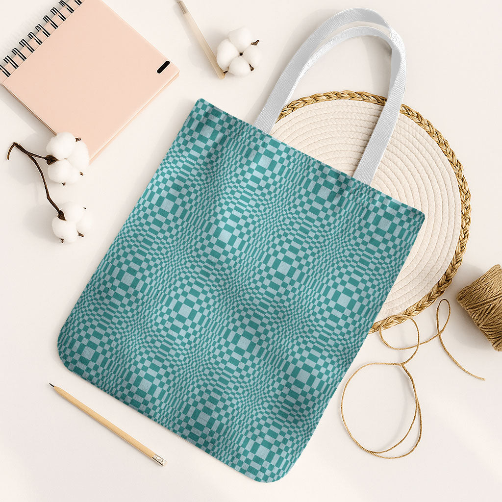 Cyan Filipino Binakol Motifs Tote Bag Mabuhay Philippines Festival Kusikus Pattern LT14 White Strap One Size Cyan - Polynesian Pride