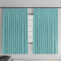 Cyan Filipino Binakol Motifs Window Curtain Mabuhay Philippines Festival Kusikus Pattern LT14 With Hooks Cyan - Polynesian Pride