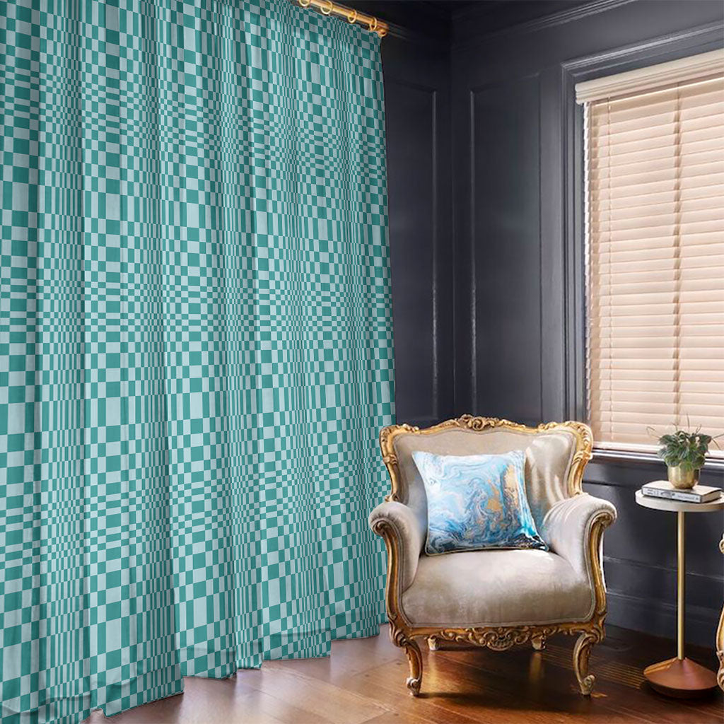 Cyan Filipino Binakol Motifs Window Curtain Mabuhay Philippines Festival Kusikus Pattern LT14 - Polynesian Pride