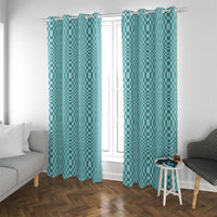 Cyan Filipino Binakol Motifs Window Curtain Mabuhay Philippines Festival Kusikus Pattern LT14 With Grommets Cyan - Polynesian Pride