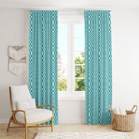 Cyan Filipino Binakol Motifs Window Curtain Mabuhay Philippines Festival Kusikus Pattern LT14 - Polynesian Pride