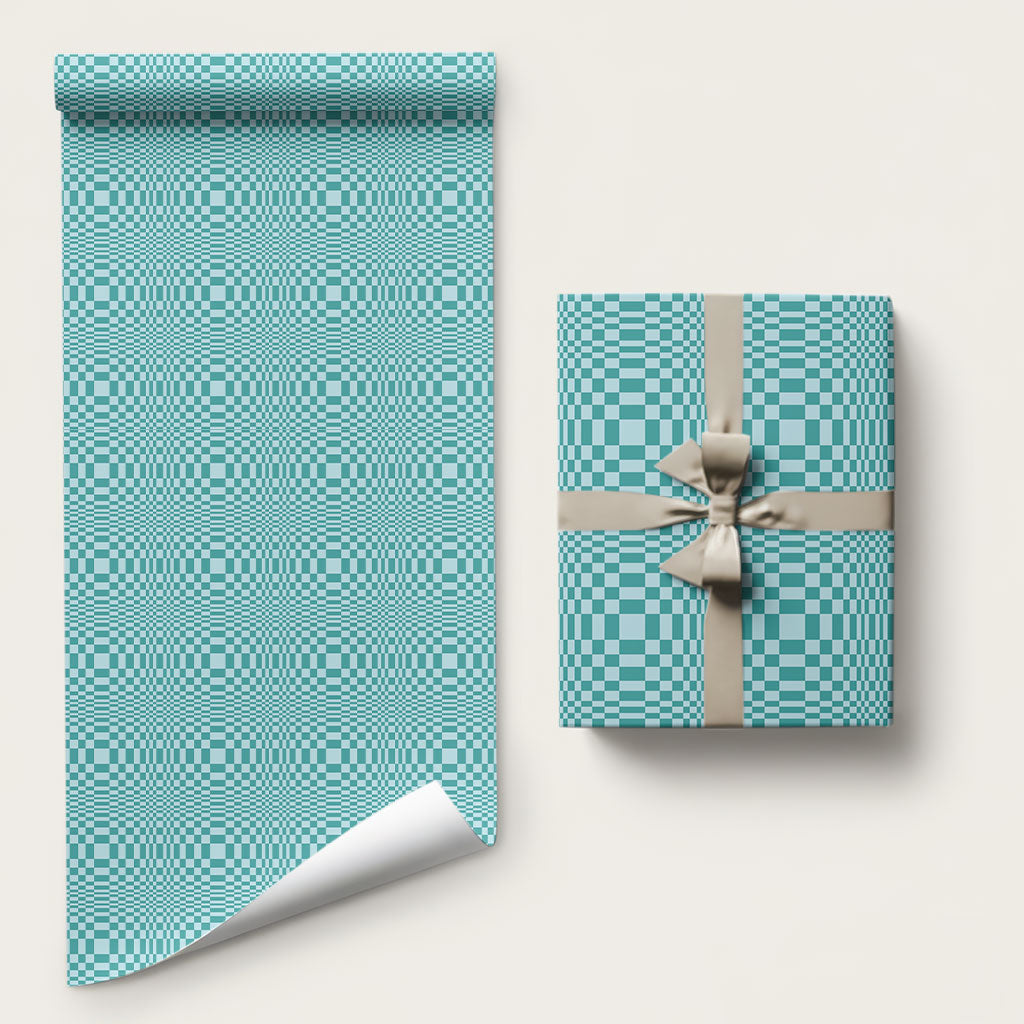 Cyan Filipino Binakol Motifs Wrapping Paper Mabuhay Philippines Festival Kusikus Pattern LT14 58" × 23" Cyan - Polynesian Pride