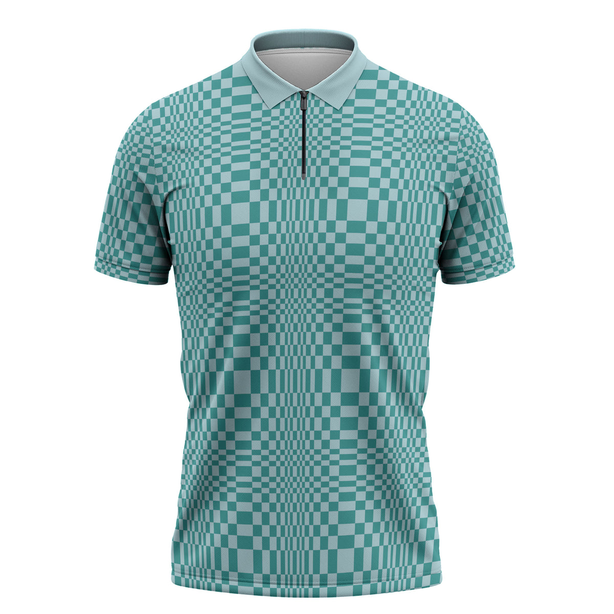 Cyan Filipino Binakol Motifs Zipper Polo Shirt Mabuhay Philippines Festival Kusikus Pattern LT14 Cyan - Polynesian Pride