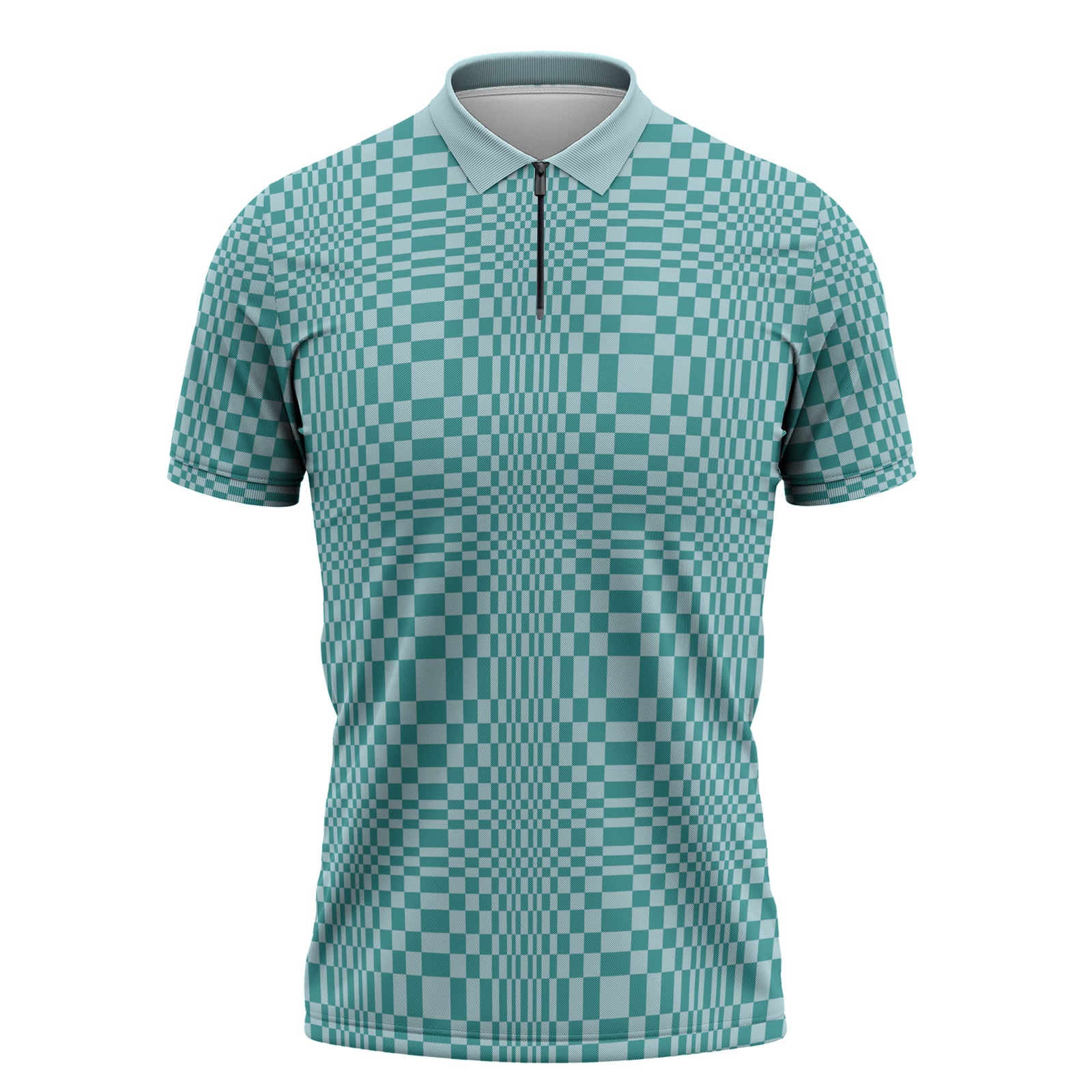 Cyan Filipino Binakol Motifs Zipper Polo Shirt Mabuhay Philippines Festival Kusikus Pattern LT14 Cyan - Polynesian Pride