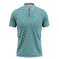 Cyan Filipino Binakol Motifs Zipper Polo Shirt Mabuhay Philippines Festival Kusikus Pattern LT14 Cyan - Polynesian Pride
